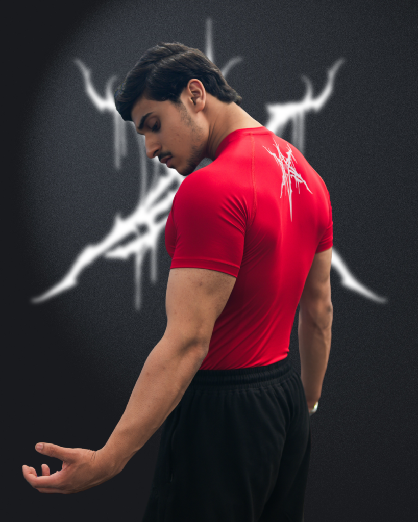 Half Sleeve Compression T-Shirt for Men — Red | Young Goat India